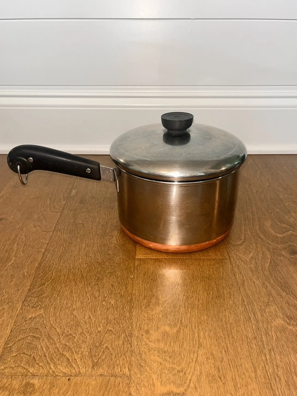Vintage Revere Ware 3 Quart Stainless Steel / Copper Bottom Pot W/ Lid: Z